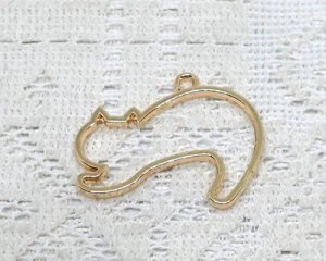 画像1: レジン用カラワク/のびのび猫/ローズゴールド/売り切りSALE 50%OFF(1個)