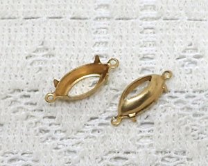 画像1: 15×7mm用/ブラスセッティング/オープンバック/2リング(1個)