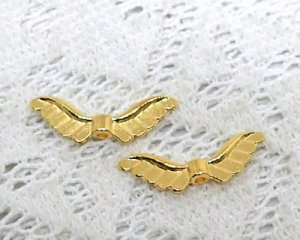 画像1: メタルビーズ/天使の羽A/ゴールド（10個）