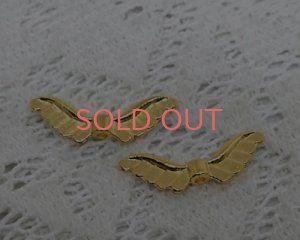 画像1: メタルビーズ/天使の羽A/ゴールド（10個）