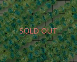 画像2: チェコガラスビーズ/クラックルラウンド/グリーン×アクア/10mm(6個)