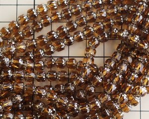 画像2: チェコガラスビーズ/アンティークスタイルオクタゴナル/ダブルフェイス/ミディアムトパーズ×シルバー/6mm（10個）
