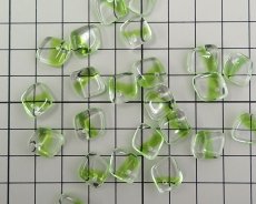 画像2: チェコガラスビーズ/ダイヤドロップ/クリア×グリーン/約14mm(2個) (2)