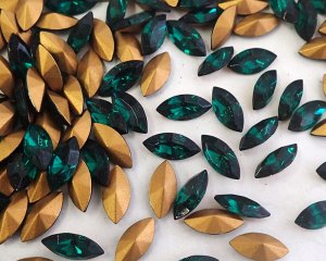 画像1: ヴィンテージ/スワロフスキー/4200/2/エメラルド/15×7mm（1個）