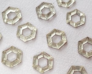 画像1: ヴィンテージ/ドイツ/ガラスカボション/クリアヘキサゴン(1個)