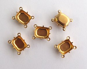 画像1: 10×8mm用/ブラスセッティング/クローズドバック/オクタゴン/4リング(1個)