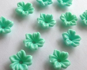 画像1: ヴィンテージ/ドイツ/プラスチック/フラワーG/アップルグリーン（2個）