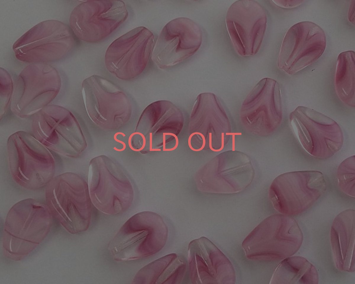 画像1: チェコガラスビーズ/ミニフラットドロップ/クリア×ピンク（6個） (1)