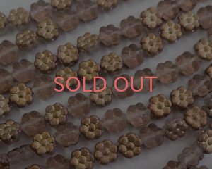 画像1: チェコガラスビーズ/8mmフラワー/マットアポロゴールド（10個）