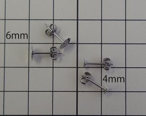 画像2: USA製チタン&ステンレスピアス/4mm皿(1ペア)