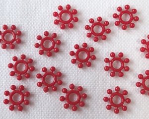 画像1: ヴィンテージ/ドイツ/プラスチック/フラワーg1/レッド（6個）