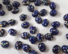 画像2: ヴィンテージ/チェコ/ガラス/ブラックファイアオパール/約10×8mm（1個） (2)