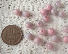 画像2: ヴィンテージ/イタリア/プラスチック/ラウンド/ピンクグレイマーブル(5個） (2)