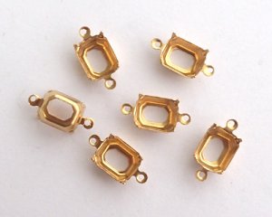 画像1: 10×8mm用/ブラスセッティング/オープンバック/オクタゴン/2リング(1個)
