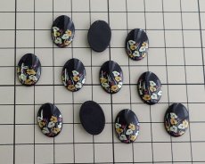画像3: ヴィンテージ/ドイツ/プラスチックカボション/ブラックフラワー/18×13mm(1個) (3)