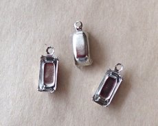 画像2: 10×5mmオクタゴン用/ブラスセッティング/クローズドバック/ダークシルバー/1リング(1個) (2)
