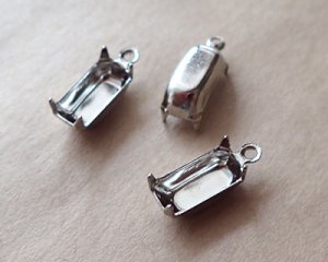 画像1: 10×5mmオクタゴン用/ブラスセッティング/クローズドバック/ダークシルバー/1リング(1個)