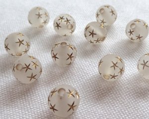 画像2: プラスチックビーズ/フロストラウンド/ゴールドスター(2個)