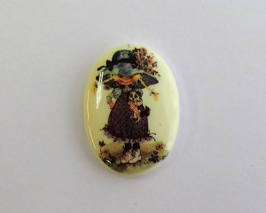 画像1: ヴィンテージ/ドイツ/プラスチックカボション/ホリーホビー/ドッグ/25×18mm(1個)