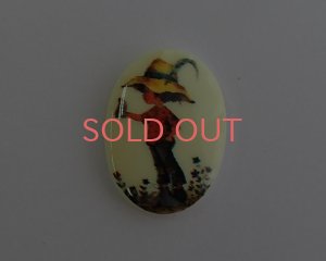 画像1: ヴィンテージ/ドイツ/プラスチックカボション/ホリーホビー/バード/25×18mm(1個)