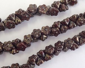 画像1: チェコガラスビーズ/ボタンフラワー/オックスブラドーブロンズ/8mm（10個）