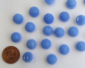 画像2: ヴィンテージ/チェコ/ガラスローズ/オパールブルー（1個)