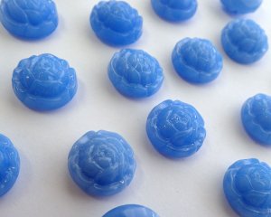 画像1: ヴィンテージ/チェコ/ガラスローズ/オパールブルー（1個)