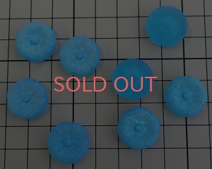 画像2: デッドストック/チェコ/ガラスカボション/マットブルーフラワー/約18mm(1個）