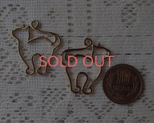 画像2: メタル/ねこフレーム/約22×38mm/K16GPメッキ(1個)売り切りSALE 50%OFF