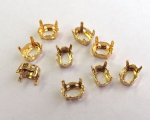 画像1: 8×6mm用/ブラスセッティング/ソウオン/オープンバック/ゴールド(1個)