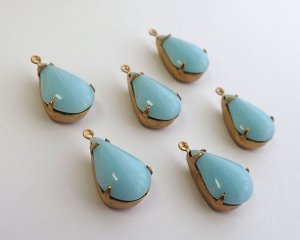 画像2: セット済/ヴィンテージガラス/ブルーカルセドニー(1個)