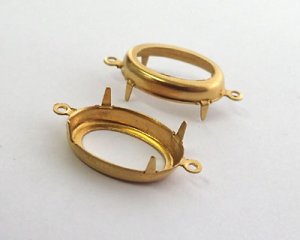 画像2: 18×13mmオーバル用/ブラスセッティング/オープンバック/2リング(浅め)(1個)