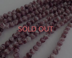 画像1: ヴィンテージ/ドイツ/ガラス/パープルストライプバロック/約5mm（4個）