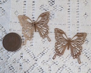 画像2: 銅製透かしパーツ/蝶/プレーン（2枚）
