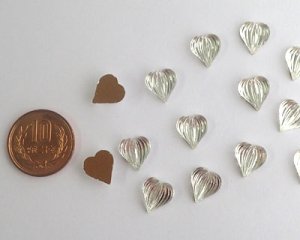 画像2: ヴィンテージ/ガラスカボション/リブハート/約12mm(1個)