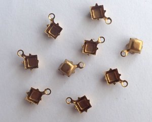 画像1: 5mmスクエア用/ブラスセッティング/クローズドバック(1個)