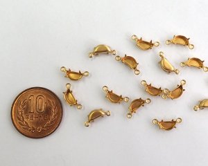 画像2: 8×4mm用/ハーフムーン用/ブラスセッティング/2リング(1個)