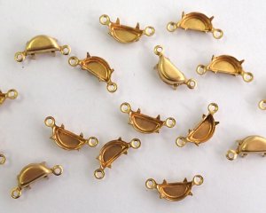 画像1: 8×4mm用/ハーフムーン用/ブラスセッティング/2リング(1個)