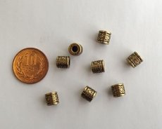 画像2: メタルビーズ/フローラルチューブ/金古美/約8mm（4個） (2)