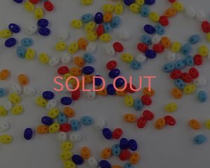 画像1: チェコガラスビーズ/2ホールミックス(1パック)