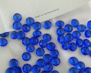 画像1: ヴィンテージ/チェコ/ガラス/ダブルローズカット/サファイア/48ss(1個)
