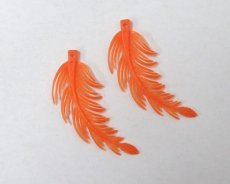 画像1: ヴィンテージ/ドイツ/プラスチック/フェザー/オレンジ（2枚） (1)
