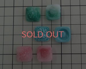 画像4: ヴィンテージ/日本/ガラスカボション/フローラルスクエア/ローズ/約20mm(1個)