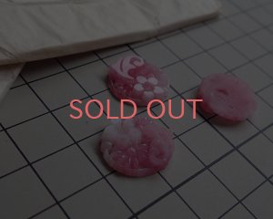 画像3: ヴィンテージ/日本/ガラスカボション/フローラルラウンド/ローズ/約16mm(1個)