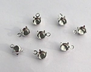画像1: 4mmラウンド用/ブラスセッティング/本ロジウムメッキ(1個)