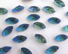 画像1: ヴィンテージ/ドイツ/シュガーストーン/ブルー×グリーン/15×7mm（1個） (1)