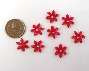 画像2: ヴィンテージ/ドイツ/プラスチック/フラワー002/レッド(4個)