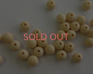 画像1: デッドストック/日本/カゼイン樹脂/アイボリーマーブルラウンド/約6mm(6個）