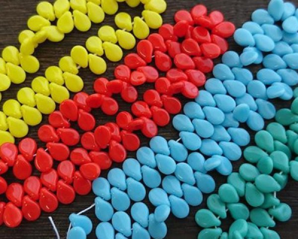 画像3: チェコガラスビーズ/ミニドロップ/ターコイズグリーン(10個) (3)