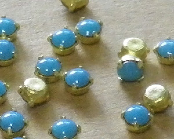 画像2: ヴィンテージ/プリセットパーツ/ターコイズ(4爪)(10個) (2)